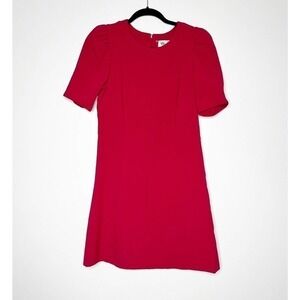 NWT Eliza J Puffed Sleeve Sheath Dress Back Zip Women's Hot Pink Size 8